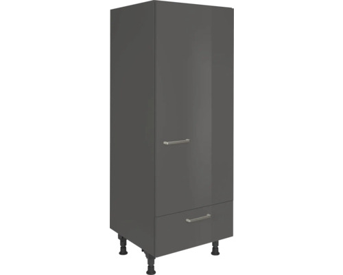 NOBILIA Kühlumbauschrank für 122er Einbaukühlschrank Urban BxTxH 60 x 58 x 166 cm schiefergrau hochglanz vormontiert Anschlag rechts 4004539050570 Küchenschrank mit Schublade und Tür