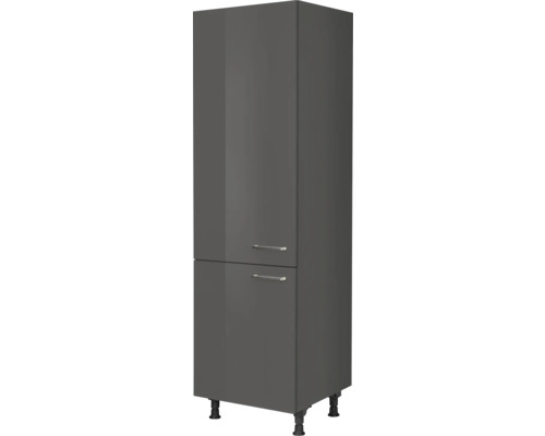 NOBILIA Kühlumbauschrank für 122er Einbaukühlschrank Urban BxTxH 60 x 58 x 217 cm schiefergrau hochglanz vormontiert Anschlag links 4004539050662 Hochschrank mit zwei Türen und Griffen