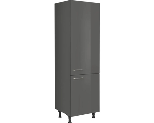 NOBILIA Kühlumbauschrank für 122er Einbaukühlschrank Urban BxTxH 60 x 58 x 217 cm schiefergrau hochglanz vormontiert Anschlag rechts 4004539050679