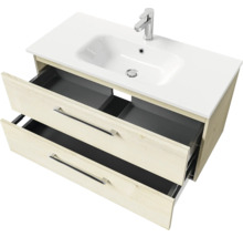 Badmöbel-Set Pelipal Sunline 121 BxHxT 101 x 50 x 46 cm Frontfarbe Polar Pinie mit Mineralguss-Waschtisch und Waschtischunterschrank