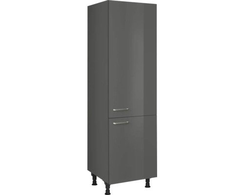 NOBILIA Kühlumbauschrank für 178er Einbaukühlschrank Urban BxTxH 60 x 58 x 217 cm schiefergrau hochglanz vormontiert Anschlag rechts 4004539050693 Grauer Bad-Hochschrank mit zwei Türen und Griffen