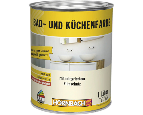 Farbe für Bad und Küche im 1-Liter-Eimer mit Filmschutz