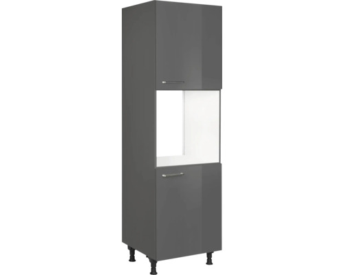 NOBILIA Backofenhochschrank mit Tür Urban BxTxH 60 x 58 x 217 cm Frontfarbe schiefergrau hochglanz Korpusfarbe schiefergrau Anschlag rechts