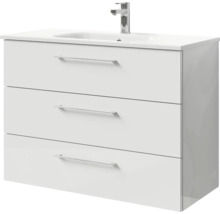 Waschtischunterschrank mit drei Schubladen und Aufsatzwaschbecken
