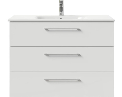 Waschtischunterschrank mit drei Schubladen und Armatur