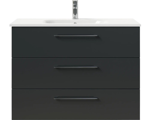 Waschtischunterschrank mit drei Schubladen und Aufsatzwaschbecken