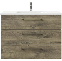 Waschtischunterschrank mit drei Schubladen und Waschbecken
