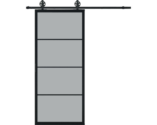 Pertura Schiebetür Komplett-Set Jarn 02 Grey 1000x2350 mm inkl. Laufschiene mit Speichenrad,Griff-Set