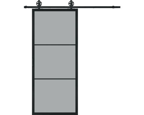 Perura Schiebetür Komplett-Set Jarn 01 Grey 100x2150 mm inkl. Laufschiene mit Speichenrad,Griff-Set