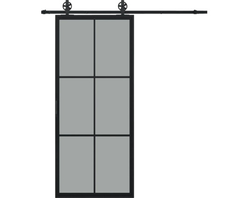 Perura Schiebetür Komplett-Set Jarn 03 Grey 100x2150 mm inkl. Laufschiene mit Speichenrad,Griff-Set