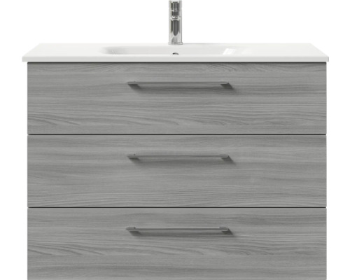 Waschtischunterschrank mit drei Schubladen und Aufsatzwaschbecken