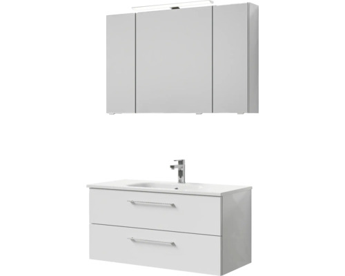 Badezimmer Waschbeckenunterschrank mit zwei Schubladen und Spiegelschrank mit Beleuchtung