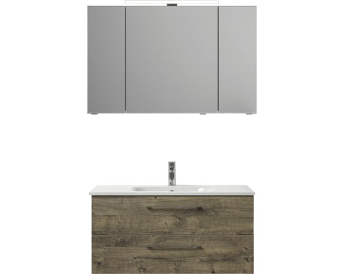 Waschtischkombination mit Spiegelschrank und zwei Schubladen