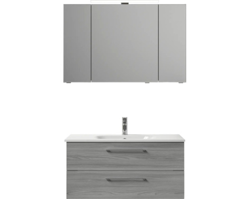 Badezimmer-Set mit Waschbeckenunterschrank, Waschbecken und Spiegelschrank