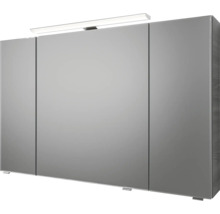 Badmöbel-Set Pelipal Sunline 121 BxHxT 110 x 200 x 46 cm Frontfarbe sangallo grau mit Mineralguss-Waschtisch Waschtischunterschrank und Spiegelschrank mit LED-Beleuchtung