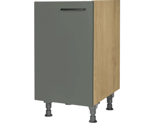 NOBILIA Spülenschrank Urban BxTxH 45 x 58 x 87 cm Frontfarbe grün matt  Korpusfarbe eiche hell Anschlag links montiert bei HORNBACH kaufen