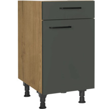 NOBILIA Unterschrank mit Schublade und Drehtür Urban BxTxH 45 x 58 x 87 cm mineralgrün matt vormontiert Anschlag rechts 4004539044814