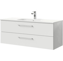 Badmöbel-Set Pelipal Sunline 121 BxHxT 121 x 50 x 46 cm Frontfarbe weiß hochglanz mit Mineralguss-Waschtisch und Waschtischunterschrank