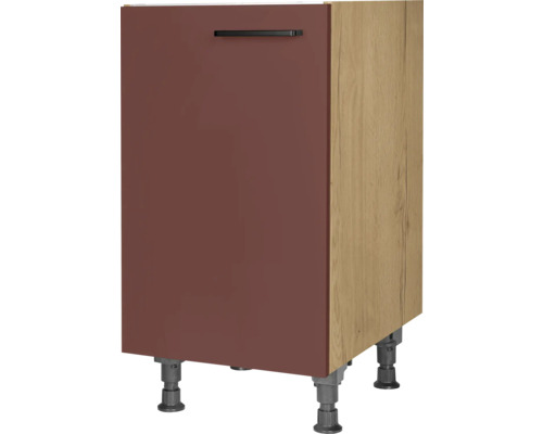 NOBILIA Spülenschrank Urban BxTxH 45 x 58 x 87 cm Frontfarbe rostrot matt Korpusfarbe eiche sierra Anschlag links montiert