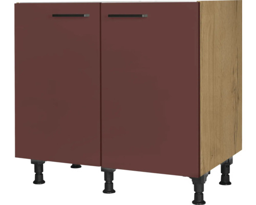 NOBILIA Spülenschrank Urban BxTxH 90 x 58 x 87 cm Frontfarbe rostrot matt Korpusfarbe eiche sierra