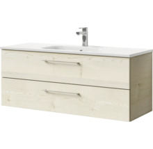 Badmöbel-Set Pelipal Sunline 121 BxHxT 121 x 50 x 46 cm Frontfarbe Polar Pinie mit Mineralguss-Waschtisch und Waschtischunterschrank