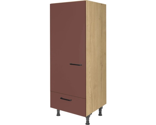 NOBILIA Kühlumbauschrank für 122er Einbaukühlschrank Urban BxTxH 60 x 58 x 166 cm rostrot matt vormontiert Anschlag links 4004539051911