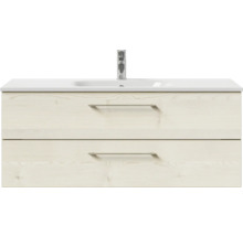 Badmöbel-Set Pelipal Sunline 121 BxHxT 121 x 50 x 46 cm Frontfarbe Polar Pinie mit Mineralguss-Waschtisch und Waschtischunterschrank