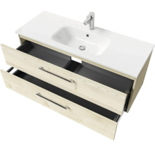 Badmöbel-Set Pelipal Sunline 121 BxHxT 121 x 50 x 46 cm Frontfarbe Polar Pinie mit Mineralguss-Waschtisch und Waschtischunterschrank