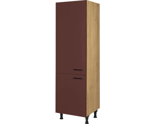 NOBILIA Kühlumbauschrank für 178er Einbaukühlschrank Urban BxTxH 60 x 58 x 217 cm rostrot matt vormontiert Anschlag links 4004539052031 Hoher Küchenschrank mit zwei Türen und Füßen