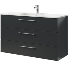 Badmöbel-Set Pelipal Sunline 121 BxHxT 121 x 50 x 46 cm Frontfarbe anthrazit mit Mineralguss-Waschtisch und Waschtischunterschrank 3 Schubkästen