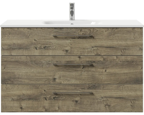 Waschtischunterschrank mit drei Schubladen und einem Waschbecken