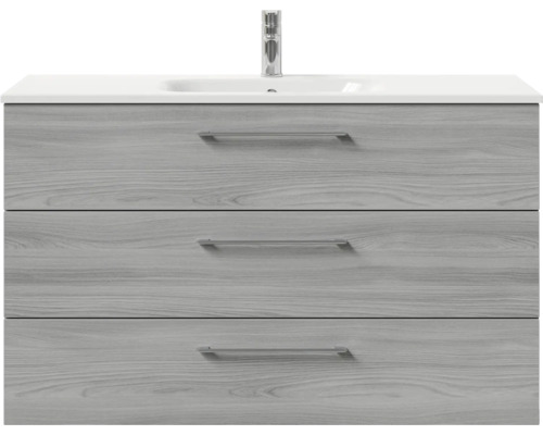 Waschtischunterschrank mit drei Schubladen und Waschbecken