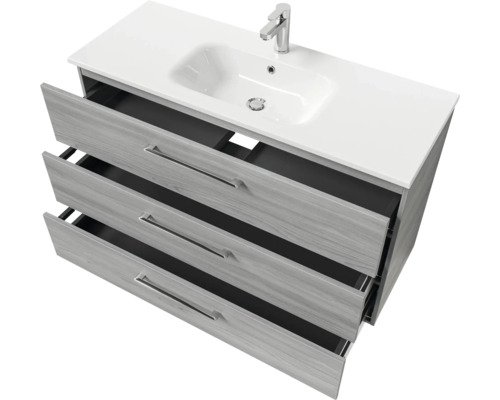 Waschtischunterschrank mit drei Schubladen, Waschbecken und Armatur