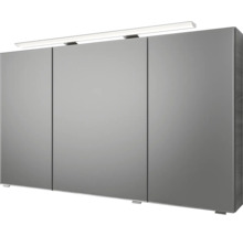 Badmöbel-Set Pelipal Sunline 121 BxHxT 121 x 200 x 46 cm Frontfarbe sangallo grau mit Mineralguss-Waschtisch Waschtischunterschrank und Spiegelschrank mit LED-Beleuchtung