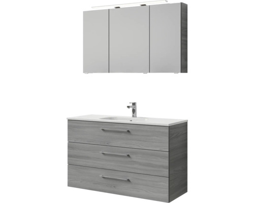 Badezimmermöbel-Set mit Waschbeckenunterschrank, Waschtisch und Spiegelschrank