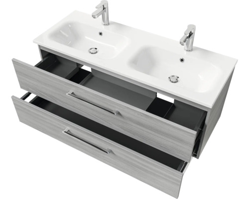 Waschtischunterschrank mit zwei Waschbecken und zwei Schubladen