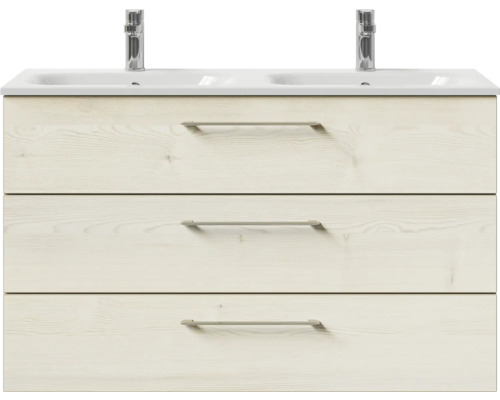 Waschtischunterschrank mit drei Schubladen und Doppelwaschbecken