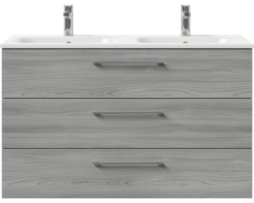 Waschtischunterschrank mit drei Schubladen und Doppelwaschbecken