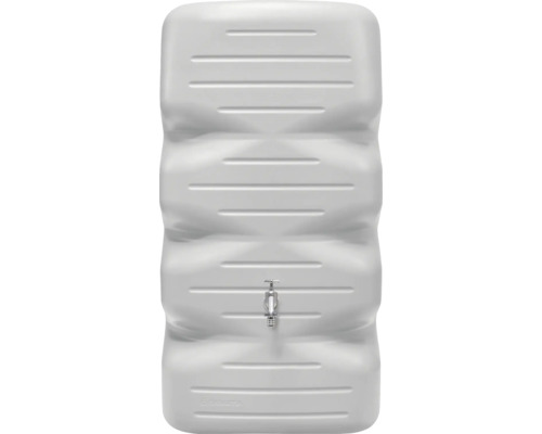 Grauer Regenspeicher mit Wasserhahn