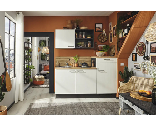 PICCANTE Plus Küchenzeile mit Geräten Sonera 180 cm weiß matt vormontiert