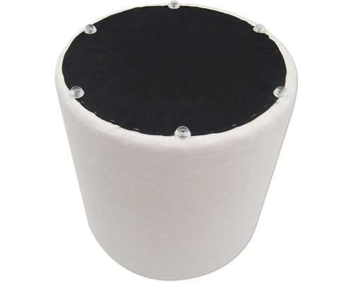 Gepolsterter Hocker mit Stoffbezug und Bodenschonern