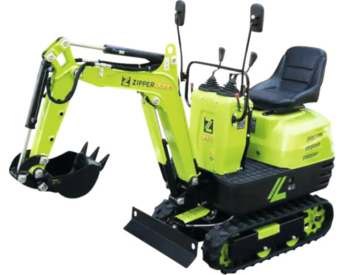 Minibagger Zipper ZI-MBGS600 inkl. Palettengabel, Rechen, Böschungslöffel und Deckel für Baggerschaufel 4,36 kN Reißkraft Arm bzw. 8 kN Reißkraft Löffel, Spurbreite 690 mm Minibagger mit Schaufel und Raupenantrieb