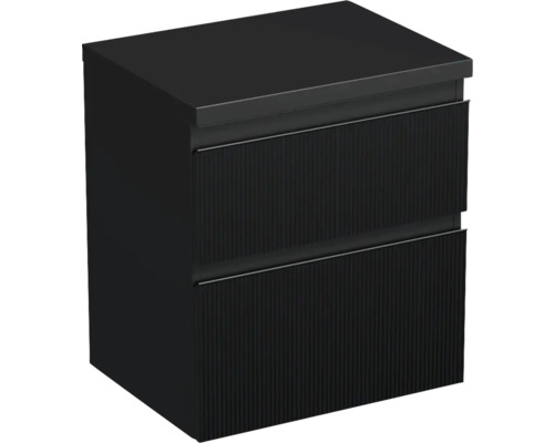 Waschtischunterschrank Jungborn TRENTA BxHxT 56,7 x 64,6 cm x 44,5 cm Frontfarbe schwarz matt matt TRE DESK 60 2Z B A9276