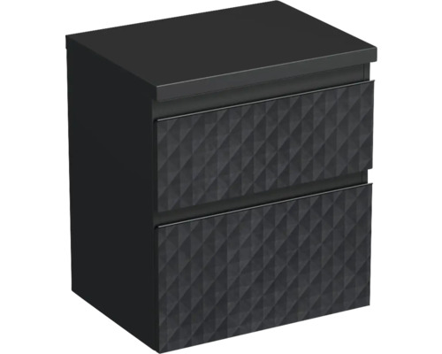 Waschtischunterschrank Jungborn TRENTA BxHxT 56,7 x 64,6 cm x 44,5 cm Frontfarbe schwarz matt matt TRE DESK 60 2Z B U129