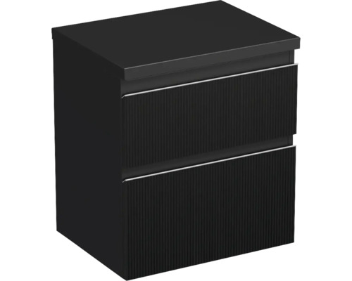 Waschtischunterschrank Jungborn TRENTA BxHxT 56,7 x 64,6 cm x 44,5 cm Frontfarbe schwarz matt matt TRE DESK 60 2Z S A9276