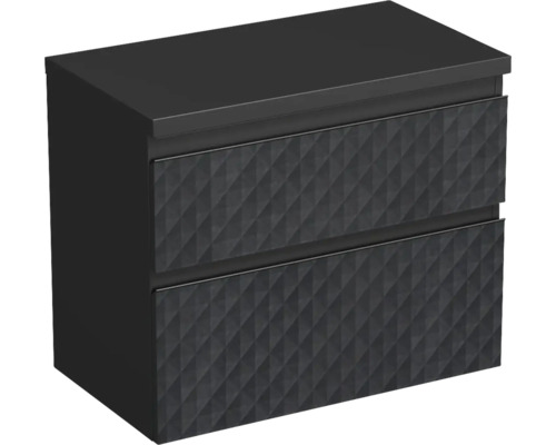 Waschtischunterschrank Jungborn TRENTA BxHxT 76,7 x 64,6 cm x 44,5 cm Frontfarbe schwarz matt matt TRE DESK 80 2Z B U129