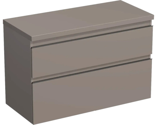 Waschtischunterschrank Jungborn TRENTA BxHxT 96,7 x 64,6 cm x 44,5 cm Frontfarbe hellbraun glanz TRE DESK 100 2Z B A2496