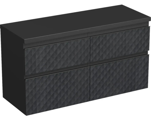 Jungborn Waschtischunterschrank TRENTA BxHxT 116,7 x 64,6 x 44,5 cm Frontfarbe schwarz matt TRE DESK 120D 4Z B U129