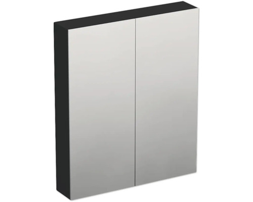 Jungborn Spiegelschrank TRENTA 60 x 14,4 x 72 cm schwarz zu U129 matt 2-türig IP 44 Spiegelschrank mit zwei Türen für das Badezimmer