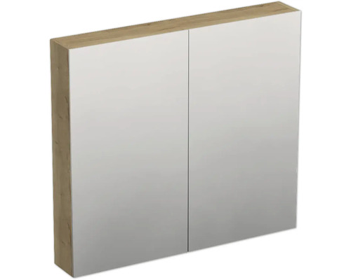 Jungborn Spiegelschrank TRENTA 80 x 14,4 x 72 cm Halifax eiche 2-türig IP 44 Spiegelschrank mit zwei Türen und Holzoptik